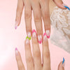 Almond French Glossy Medium Pink Press on Nails