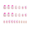 Almond French Glossy Medium Oval Pink Press on Nails