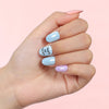 Almond Blue Glossy Medium Oval Press on Nails