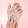 Almond Blue Glossy Medium Oval Press on Nails