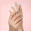 Almond Blue Glossy Medium Oval Press on Nails