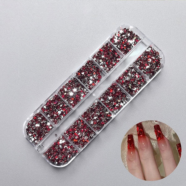 Mini Micro Nail Rhinestones – Ultra Small Acrylic Flatback Irregular Gems for Press-On Nails & Nail Art