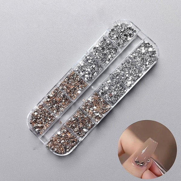 Mini Micro Nail Rhinestones – Ultra Small Acrylic Flatback Irregular Gems for Press-On Nails & Nail Art
