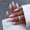 Almond French Glossy Medium Pink Press on Nails